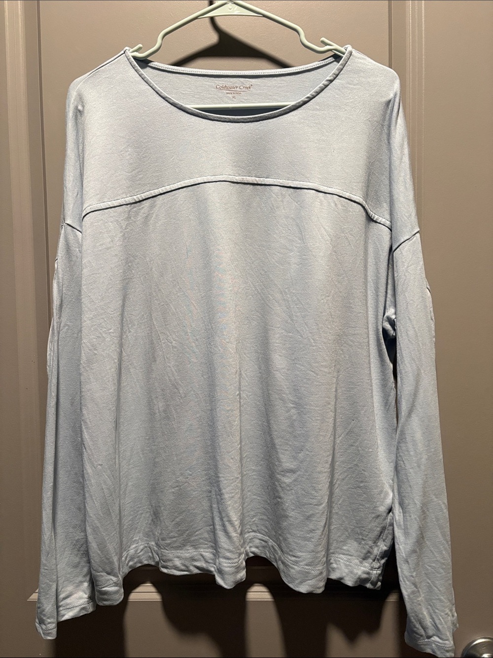 Coldwater Creek Light Blue Cotton Modal Long Sleeve Top XL Relaxed Casual Soft